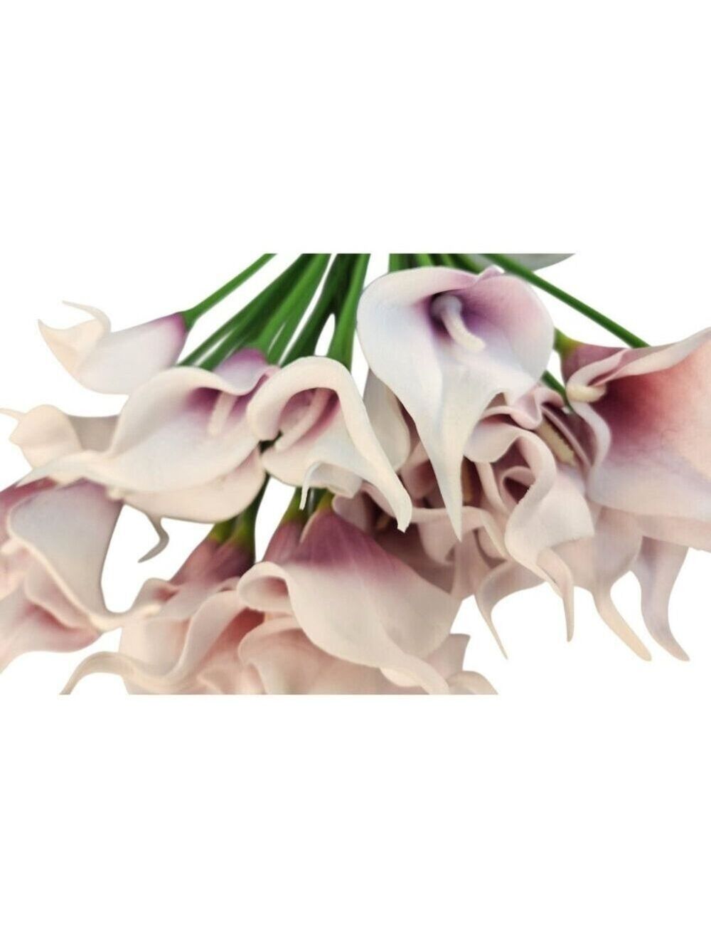 Lavender Purple and White Faux Calla Lily Stems 15 Inch Wedding Artificial Flowe - Picture 7 of 11